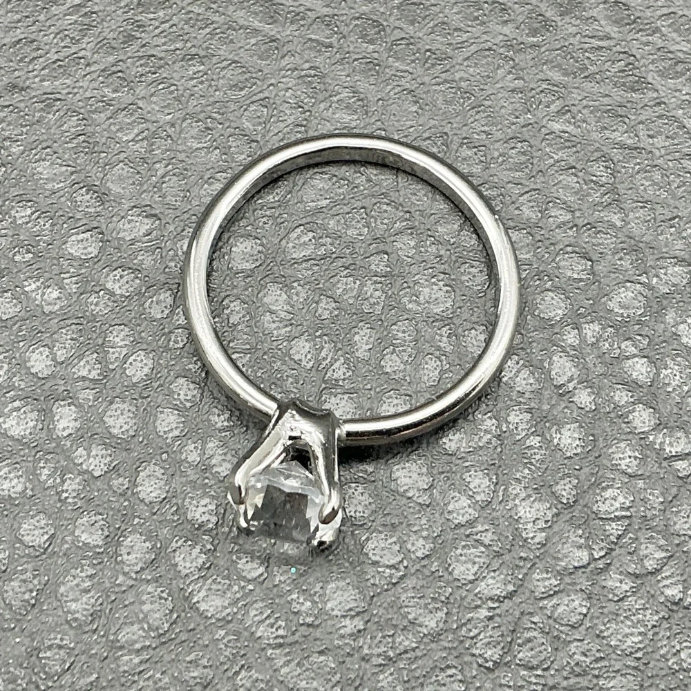 Vintage Uncas Rings Size 9 CZ Cubic‎ Zirconia Engagement Solitaire Silver Tone